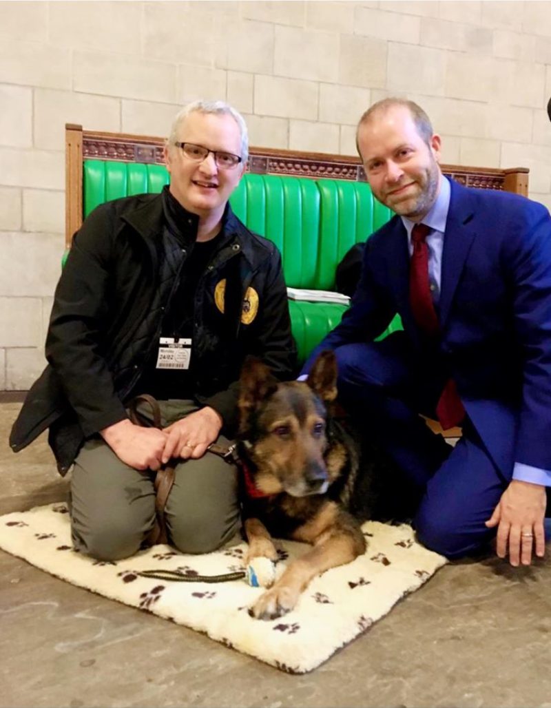My meeting with Finn the Police Dog in Parliament yesterday